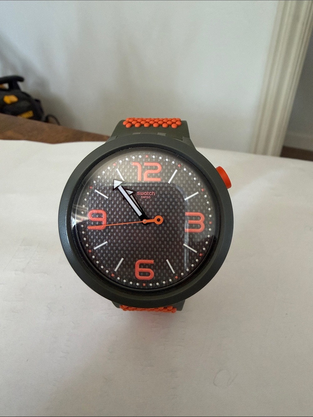 Swatch Black Watch with Orange Accents